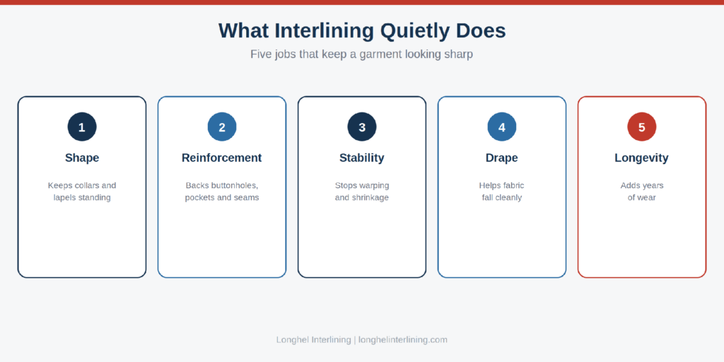 Figure 1: Five jobs interlining performs inside almost every structured garment.